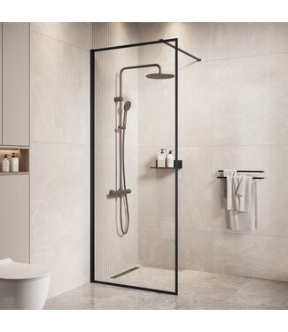 Douchewand Georgia 70 x 200 cm - zwart - inloopdouche 8mm