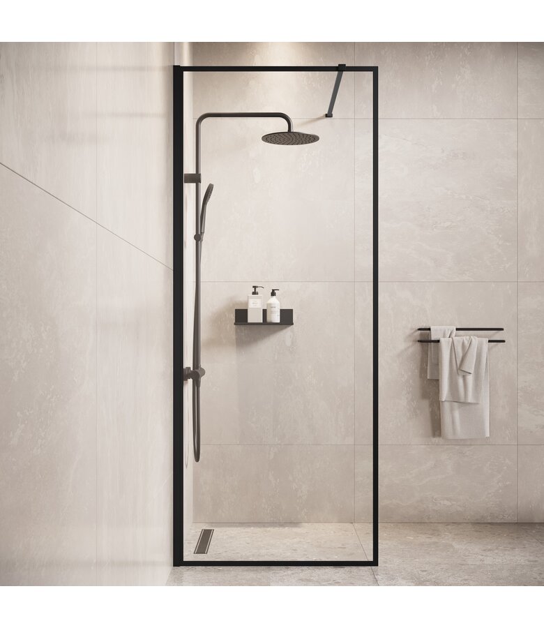 Douchewand Georgia 80 x 200 cm - zwart - inloopdouche 8mm