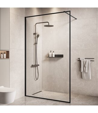 Douchewand Georgia 120 x 200 cm - zwart - inloopdouche 8mm