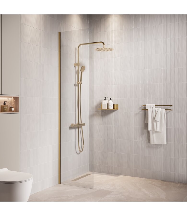 Douchewand Florida 40 x 200 cm - goud - inloopdouche 8mm