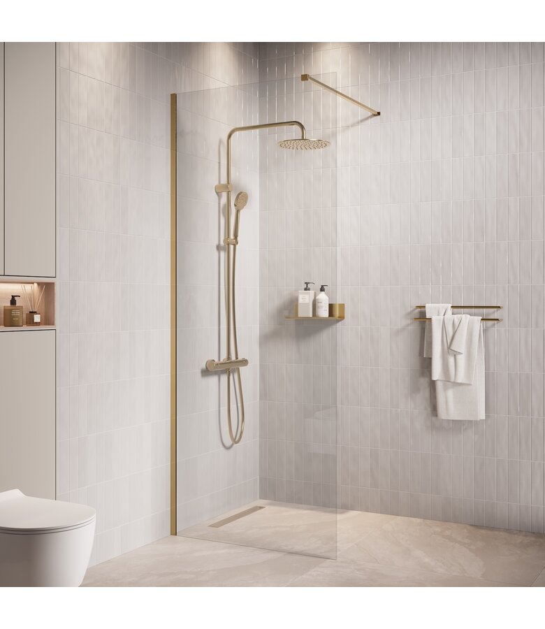 Douchewand Florida 50 x 200 cm - goud - inloopdouche 8mm