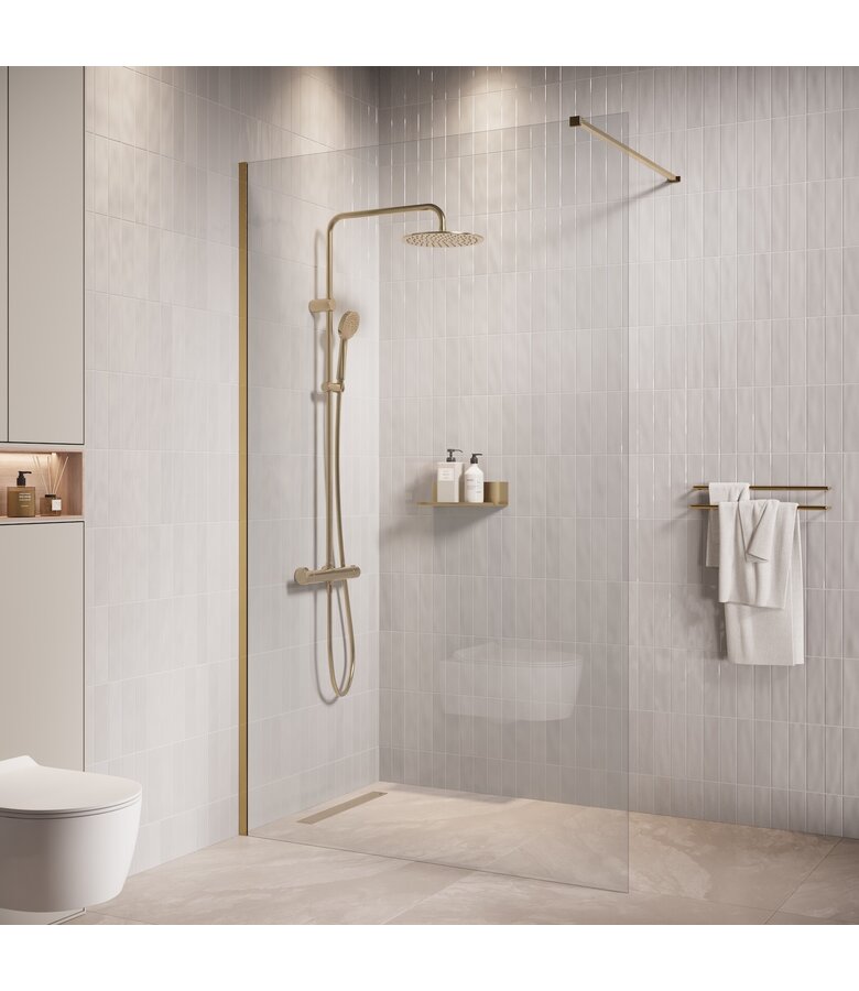 Douchewand Florida 100 x 200 cm - goud - inloopdouche 8mm