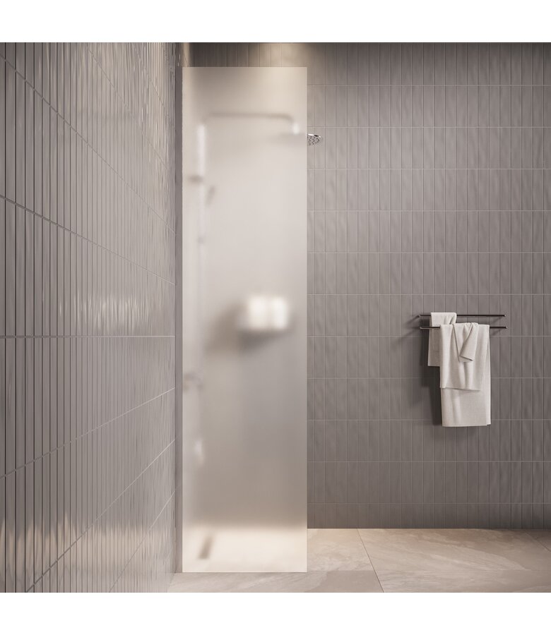 Douchewand Florida 40 x 200 cm - chroom - melkglas - inloopdouche 8mm