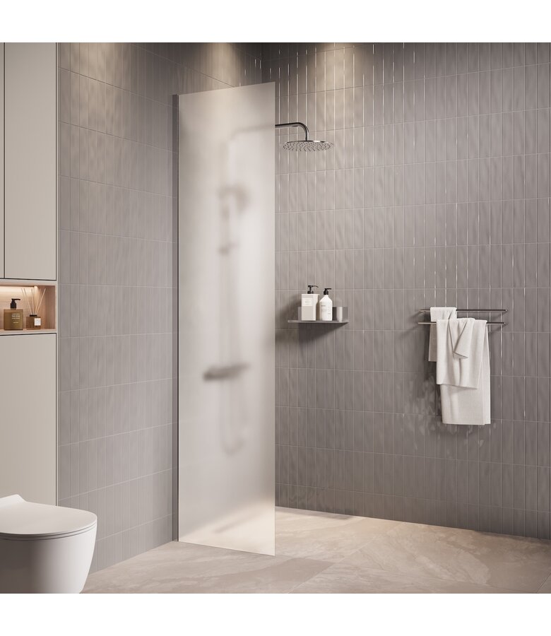 Douchewand Florida 40 x 200 cm - chroom - melkglas - inloopdouche 8mm