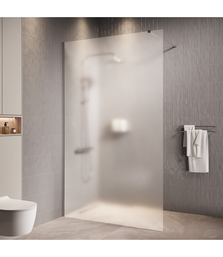 Douchewand Florida 100 x 200 cm - chroom - melkglas