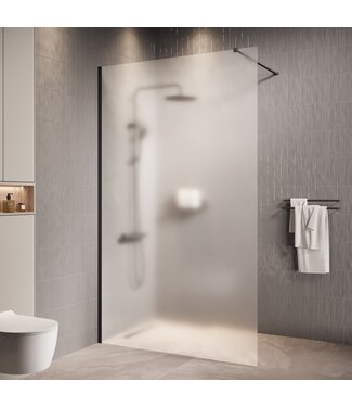 Douchewand Florida 100 x 200 cm - zwart - melkglas