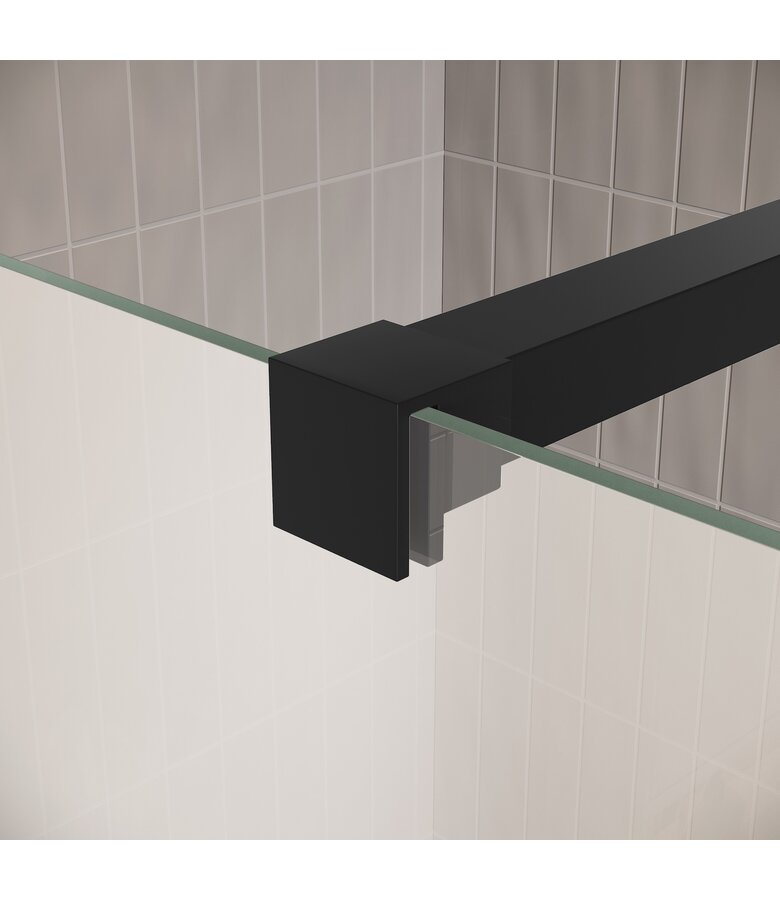 Douchewand Florida 120 x 200 cm - zwart - melkglas - inloopdouche 8mm