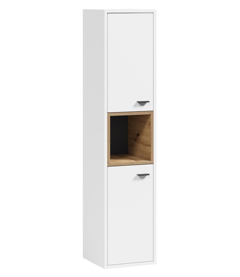 Badkamerkast Oliver 30 x 30 x 133 cm - wit met eiken