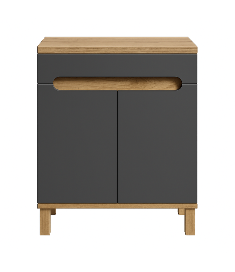 Wastafelkast Otero 60cm met bovenblad - grijs  met eiken