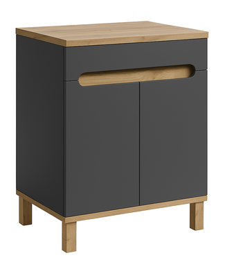 Wastafelkast Otero 60cm met bovenblad - grijs  met eiken