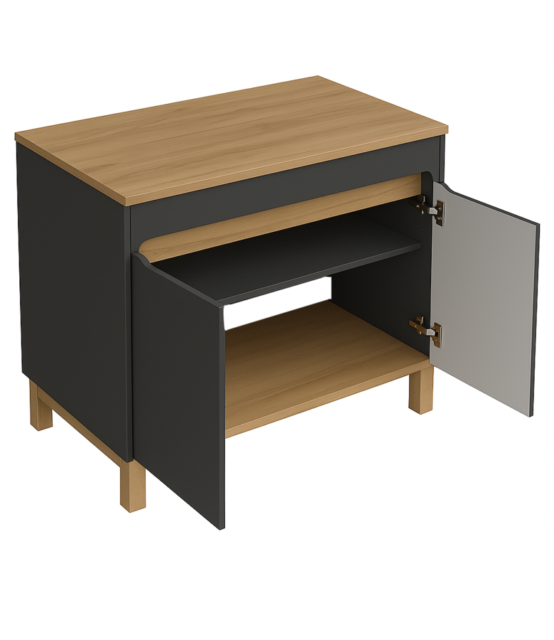 Wastafelkast Otero 80cm met bovenblad - grijs met eiken