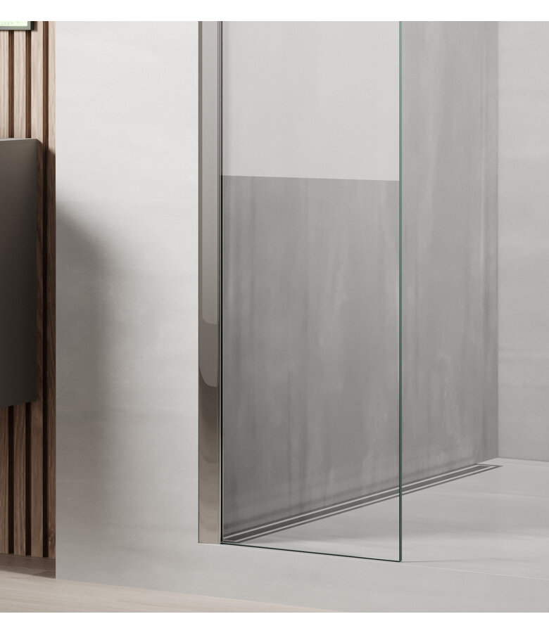 Douchewand Florida 30 x 200 cm - chroom - half melkglas