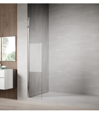 Douchewand Florida 30 x 200 cm - chroom - half melkglas