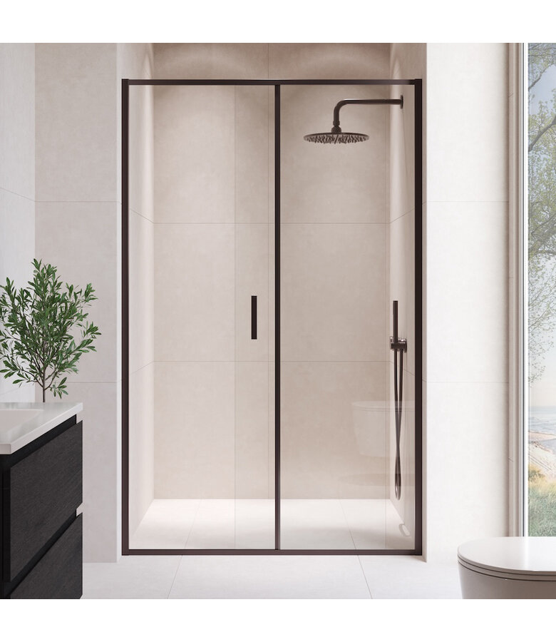 Douchewand Calgary 100 x 190 cm - zwart - met nano coating