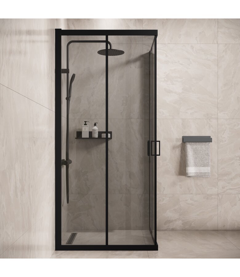 Douchecabine Dakota 90 x 90 x 190 cm - zwart - rookglas - nano coating