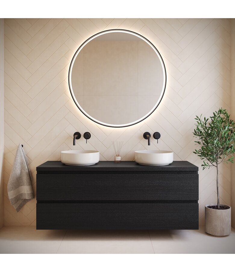 Wastafelkast Angela 140 x 48 x 50 cm - zwart houtnerf