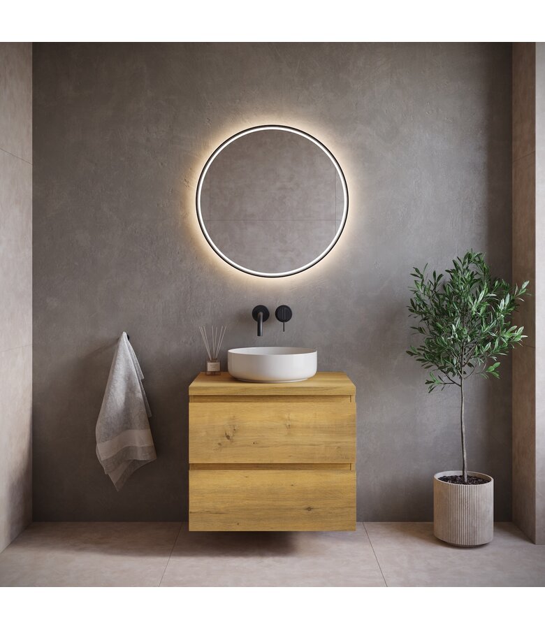 Wastafelkast Angela 60 x 48 x 54 cm - eiken - met bovenblad