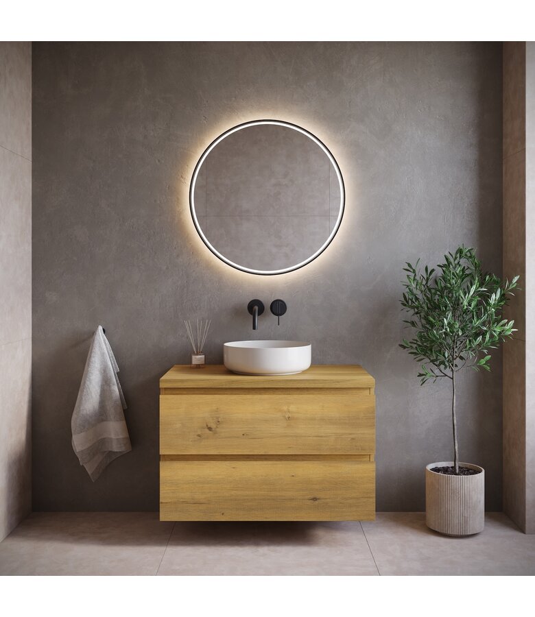 Wastafelkast Angela 80 x 48 x 54 cm - eiken - met bovenblad