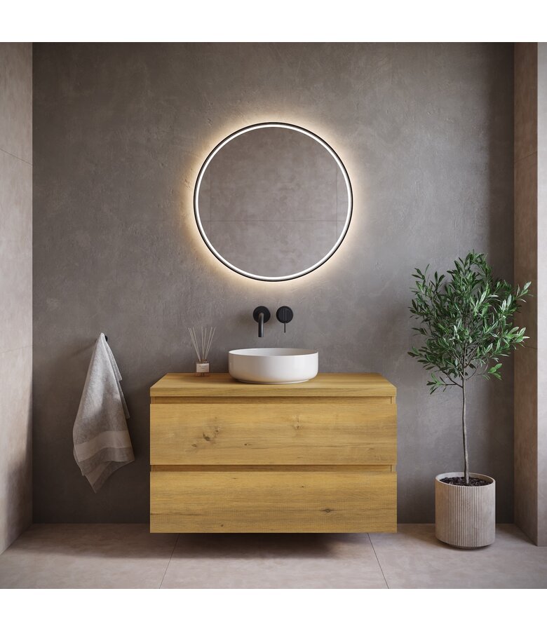 Wastafelkast Angela 90 x 48 x 54 cm - eiken - met bovenblad