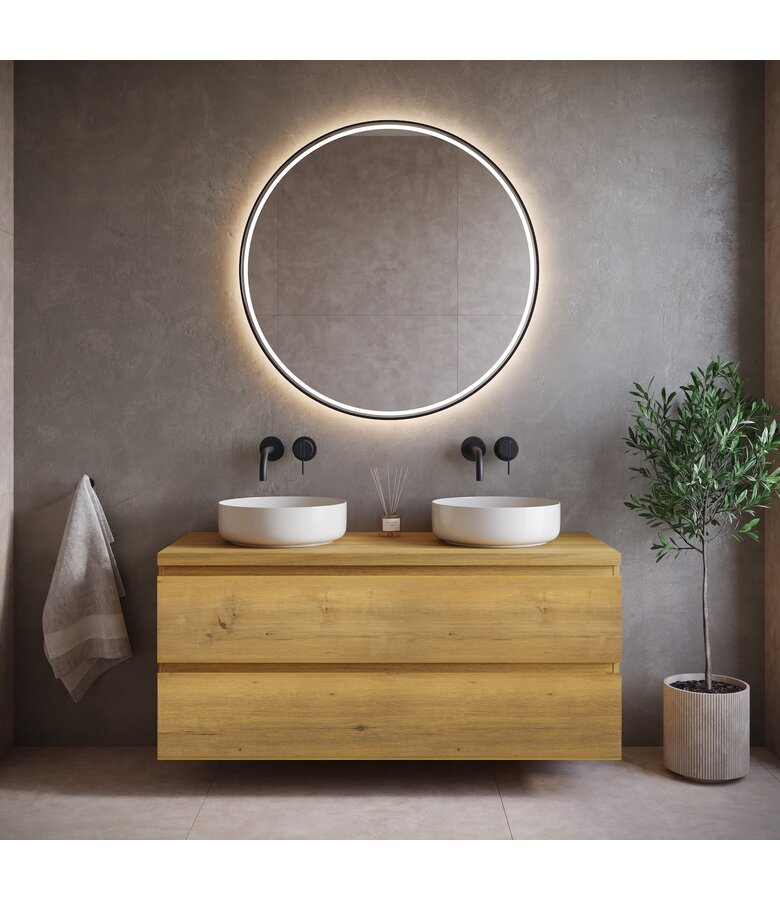 Wastafelkast Angela 120 x 48 x 54 cm - eiken - met bovenblad