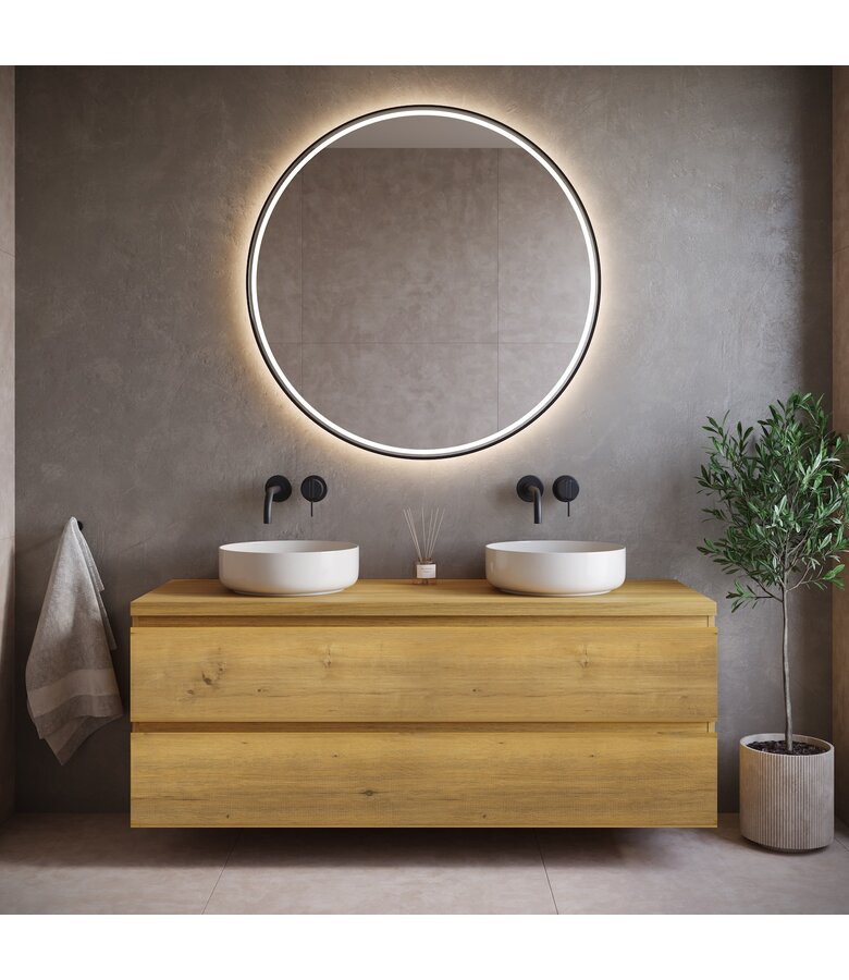 Wastafelkast Angela 140 x 48 x 54 cm - eiken - met bovenblad