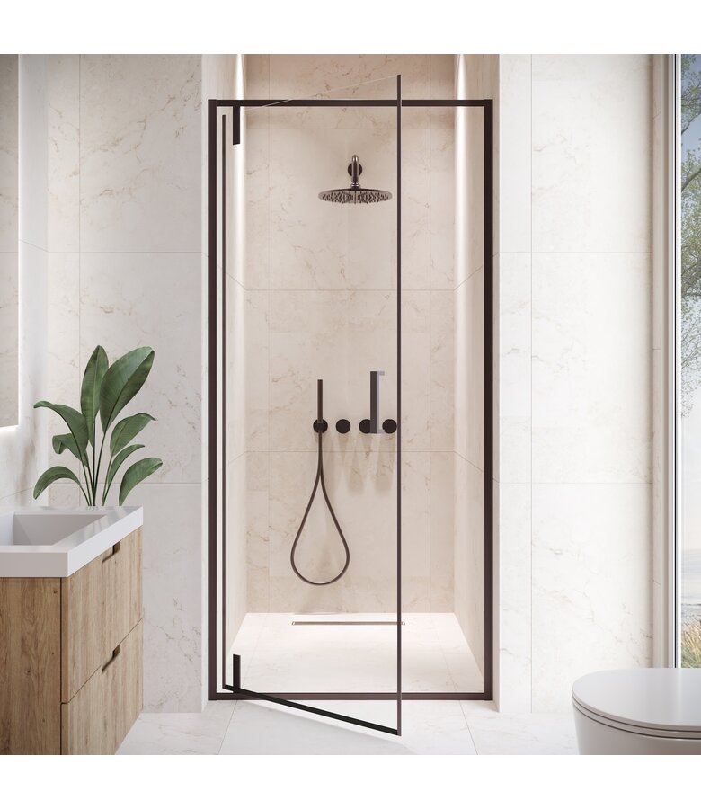 Douchewand Seattle 90 x 190 cm - zwart - douchedeur 6mm