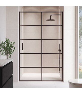 Douchewand Calgary 140 x 190 cm - zwart - met strepen - met nano coating