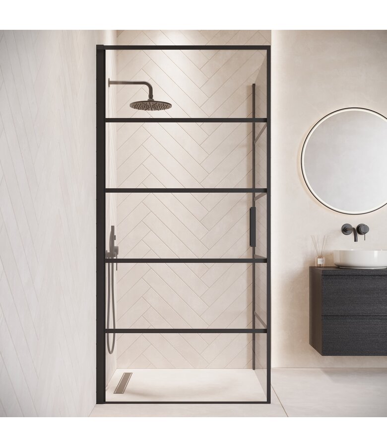 Douchecabine Alava 80 x 80 x 190 cm - zwart - met strepen - nano coating