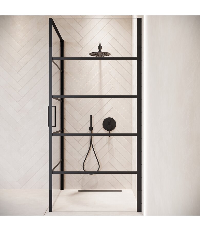 Douchecabine Alava 80 x 80 x 190 cm - zwart - met strepen - nano coating