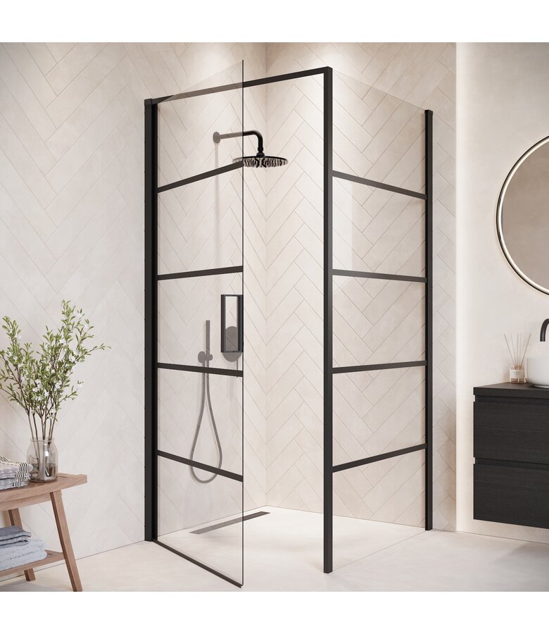 Douchecabine Alava 80 x 80 x 190 cm - zwart - met strepen - nano coating