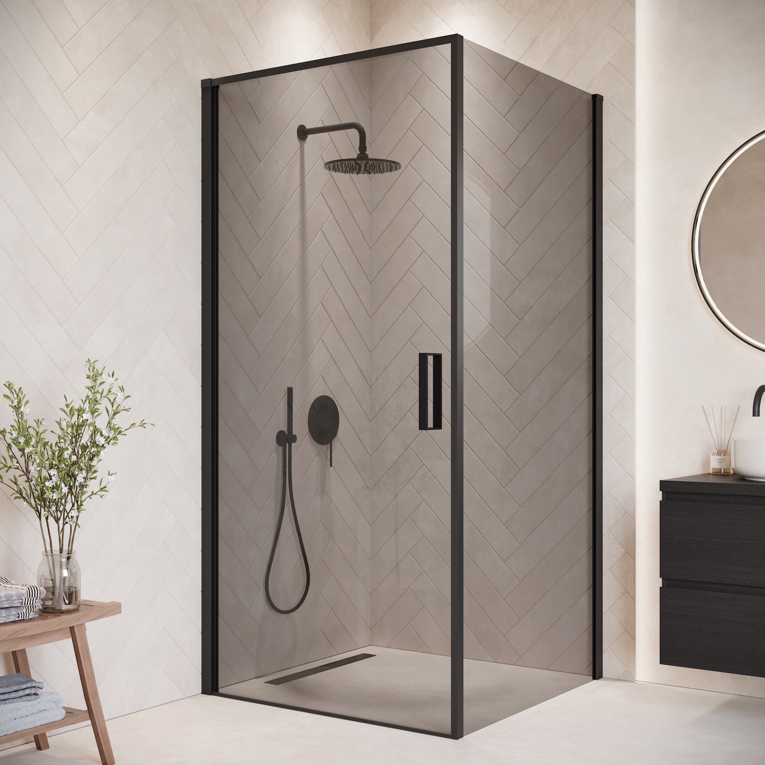 Cabine de Douche - 70 x 110 cm - Chrome - Porte Pliante Droite - avec Crochet OFFERT - AURORA