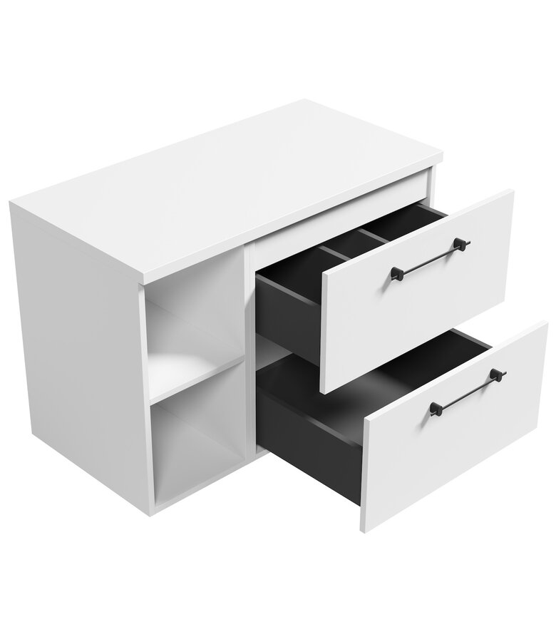 Wastafelkast Muro 90cm - wit - met bovenblad en opbergvak