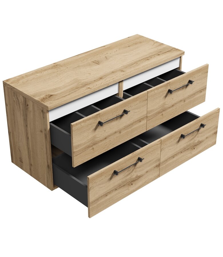 Wastafelkast Muro 120cm - eiken - met bovenblad