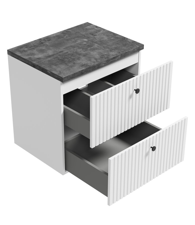 Wastafelkast Saros 60cm - wit - met bovenblad