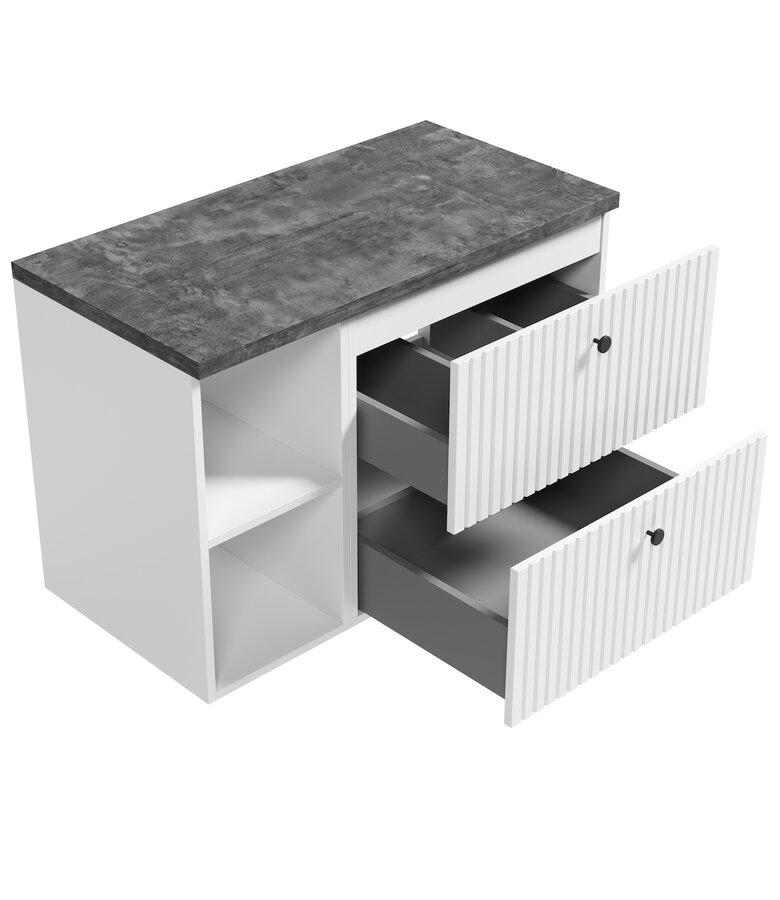 Wastafelkast Saros 90cm - wit - met bovenblad en opbergvak