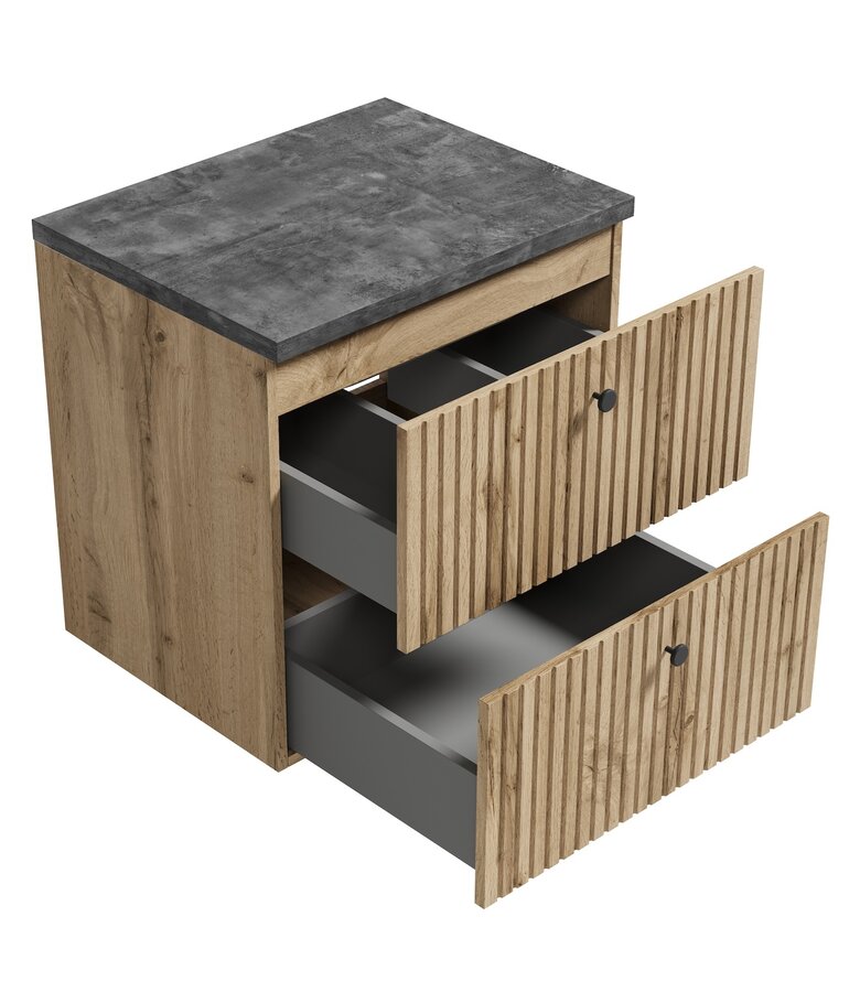 Wastafelkast Saros 60cm - eiken - met bovenblad