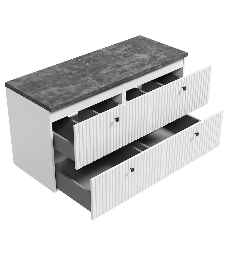 Wastafelkast Saros 120cm - wit - met bovenblad