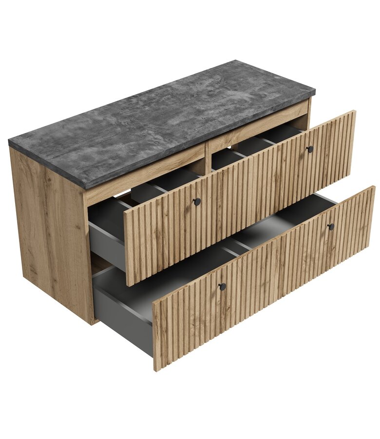 Wastafelkast Saros 120cm - eiken - met bovenblad