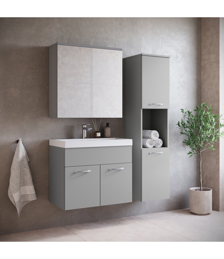 Badkamermeubel Montreal 60cm complete set met spiegelkast - mat grijs