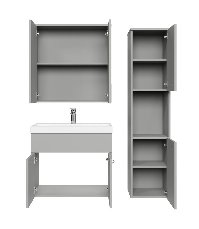 Badkamermeubel Montreal 60cm complete set met spiegelkast - mat grijs