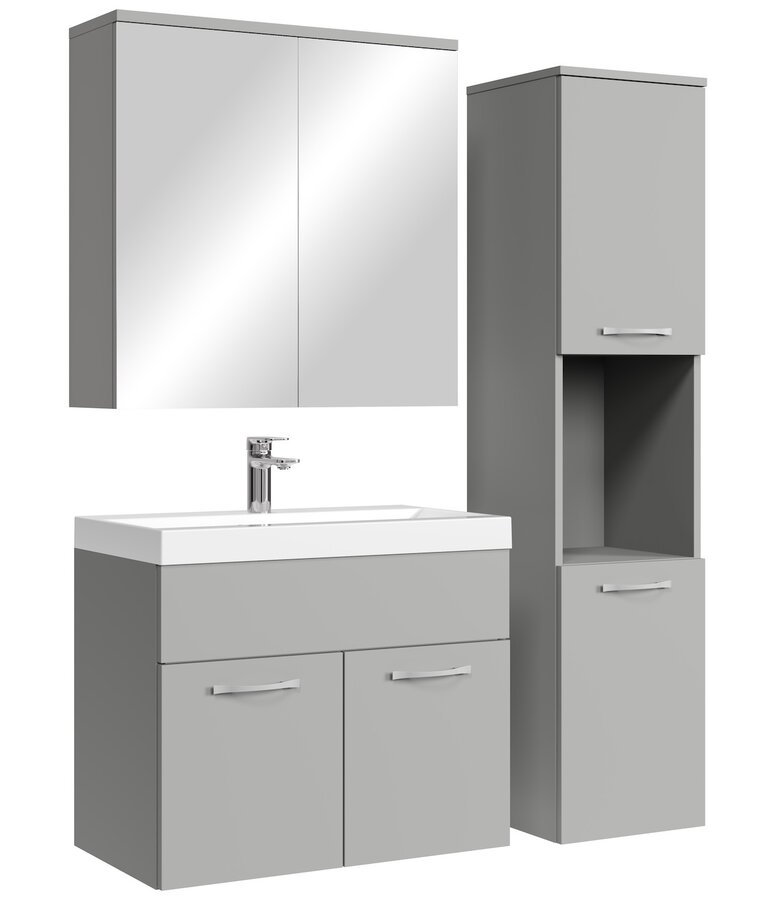 Badkamermeubel Montreal 60cm complete set met spiegelkast - mat grijs