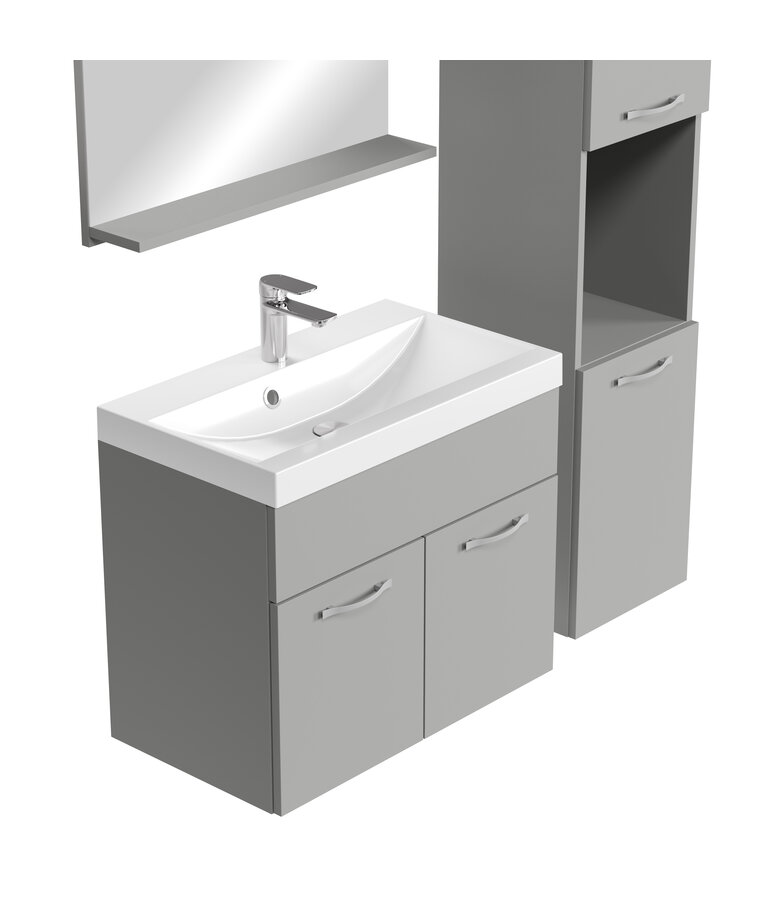 Badkamermeubel Montreal 60cm complete set met spiegelkast - mat grijs