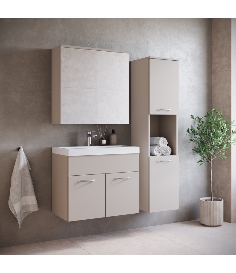 Badkamermeubel Montreal 60cm complete set met spiegelkast - beige