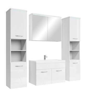 Badkamermeubel Paso XL LED 80cm met spiegelkast - hoogglans wit