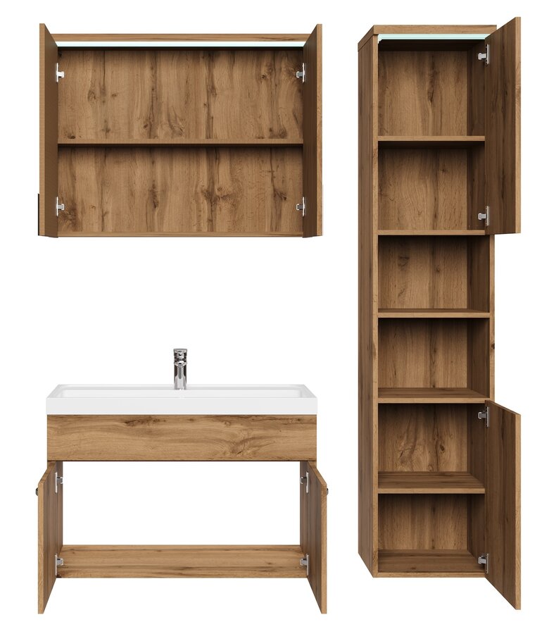 Badkamermeubel Paso LED 80cm met spiegelkast - eiken