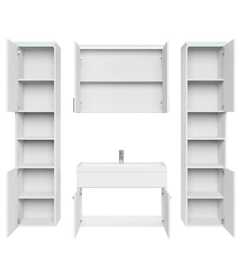 Badkamermeubel Paso XL LED 80cm met spiegelkast - hoogglans wit