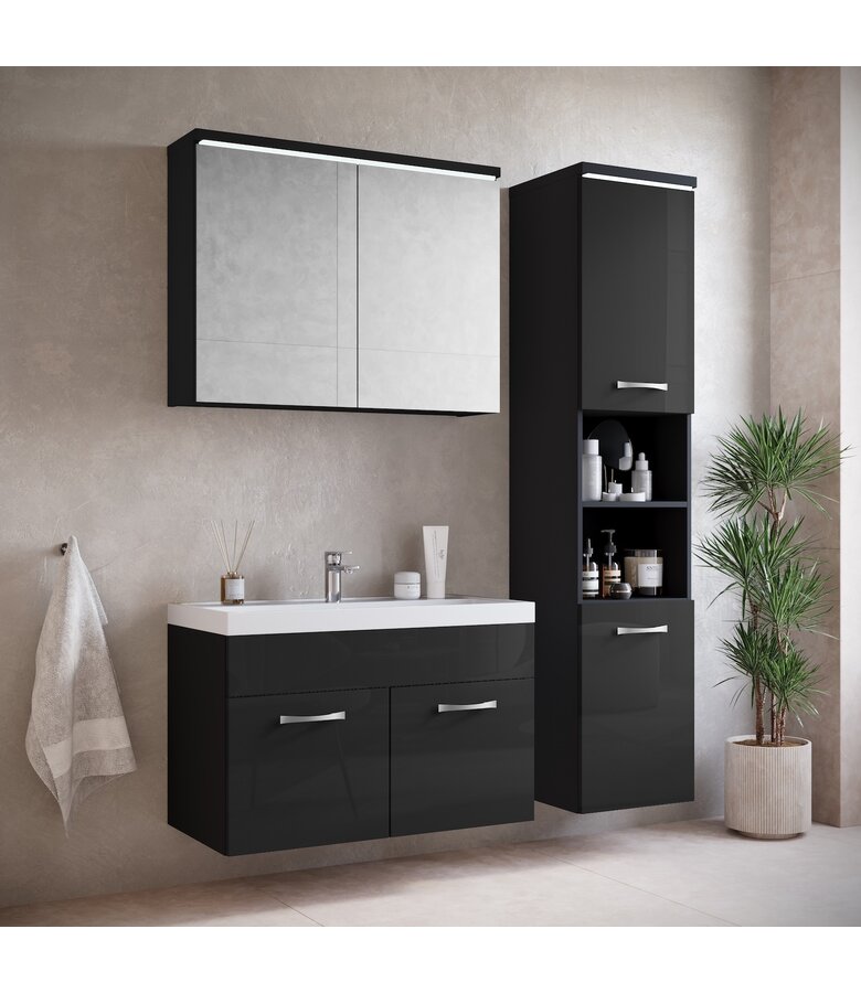Badkamermeubel Paso 01 80cm - hoogglans zwart