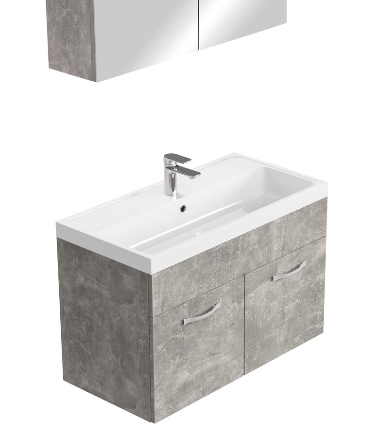 Badkamermeubel Paso 02 80cm met spiegelkast - beton grijs