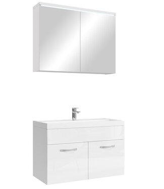 Badkamermeubel Paso 02 80cm met spiegelkast - hoogglans wit