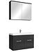 Badkamermeubel Paso 02 80cm met spiegelkast - hoogglans zwart